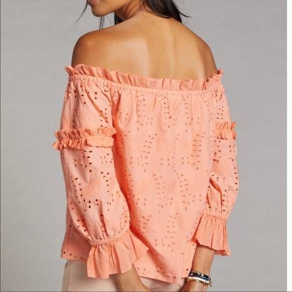 Anthropologie Jane Eyelet Lace Off-The-Shoulder Blouse Size 10 A37 - Picture 2 of 11